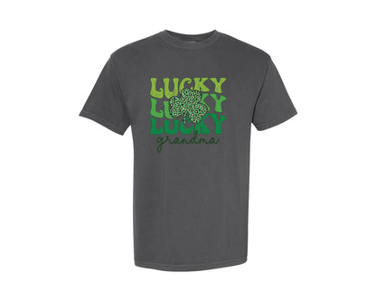 brand:Comfort Colors|color:Pepper|St Patricks Day Lucky Grandma Graphic T-Shirt