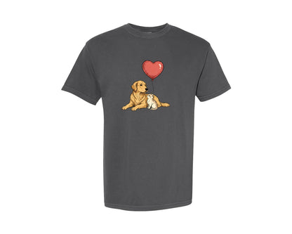 brand:Comfort Colors|color:Pepper|Valentines Day Dog And Cat Love Graphic T-Shirt