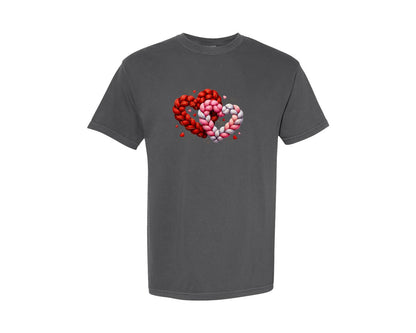brand:Comfort Colors|color:Pepper|Braided Two Hearts Knit Valentine Graphic T-Shirt