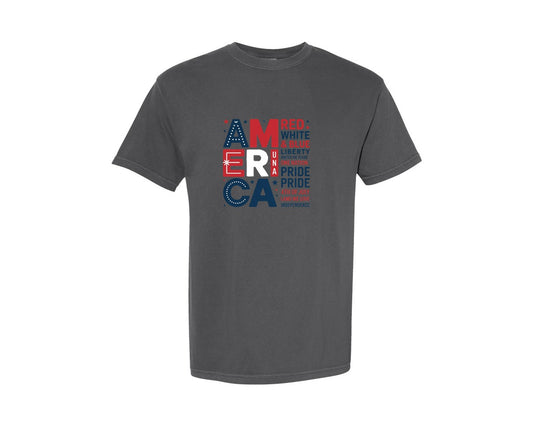 America Word Art Design Graphic T-Shirt