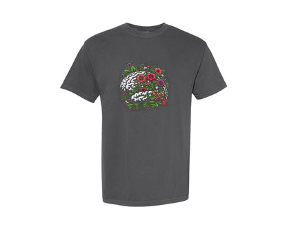 brand:Comfort Colors|color:Pepper|Mental Health Brain Plants Flowers Graphic T-Shirt