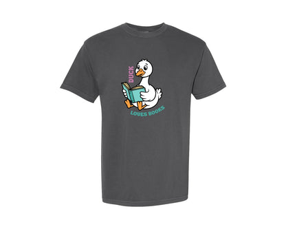 brand:Comfort Colors|color:Pepper|Duck Loves Books T Shirt Graphic T-Shirt
