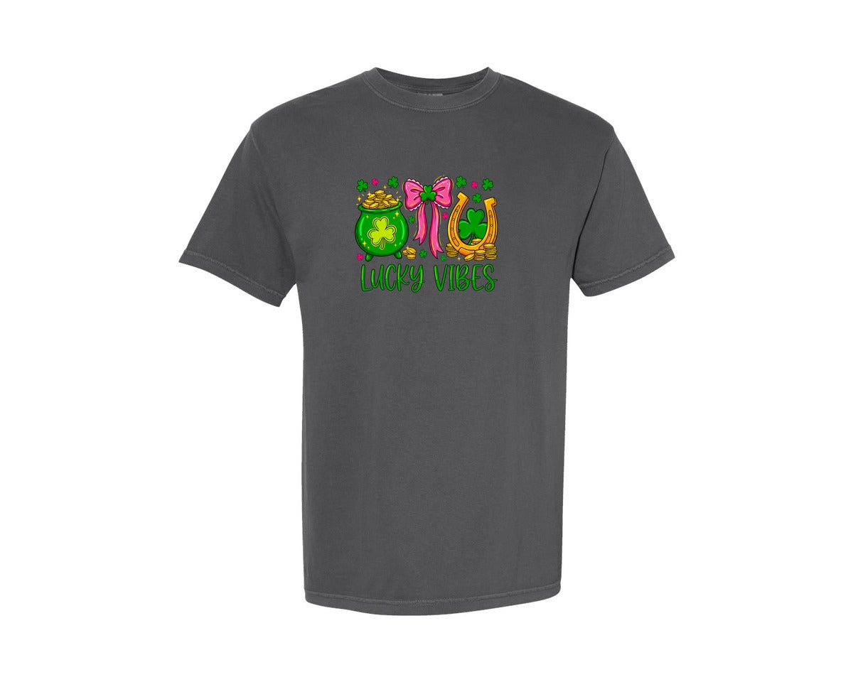 brand:Comfort Colors|color:Pepper|Lucky Vibes St Patricks Day 13 Graphic T-Shirt
