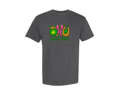 brand:Comfort Colors|color:Pepper|Lucky Vibes St Patricks Day 13 Graphic T-Shirt
