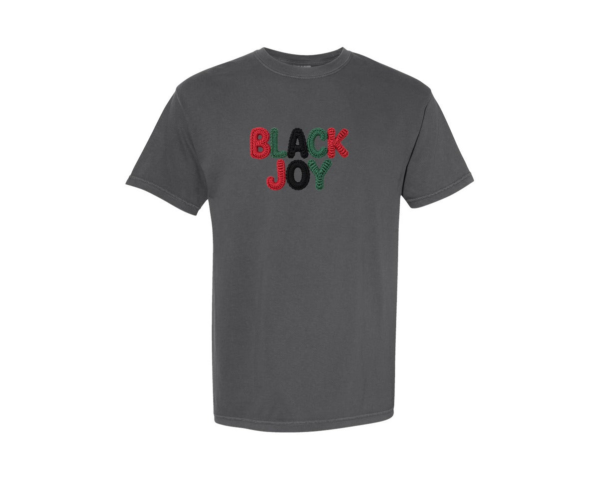 brand:Comfort Colors|color:Pepper|Black Joy Juneteenth Crochet Graphic T-Shirt