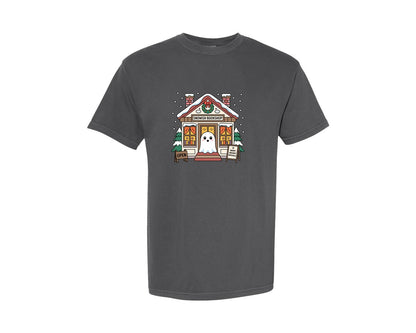 brand:Comfort Colors|color:Pepper|Snowish Bookshop Christmas Book Graphic T-Shirt