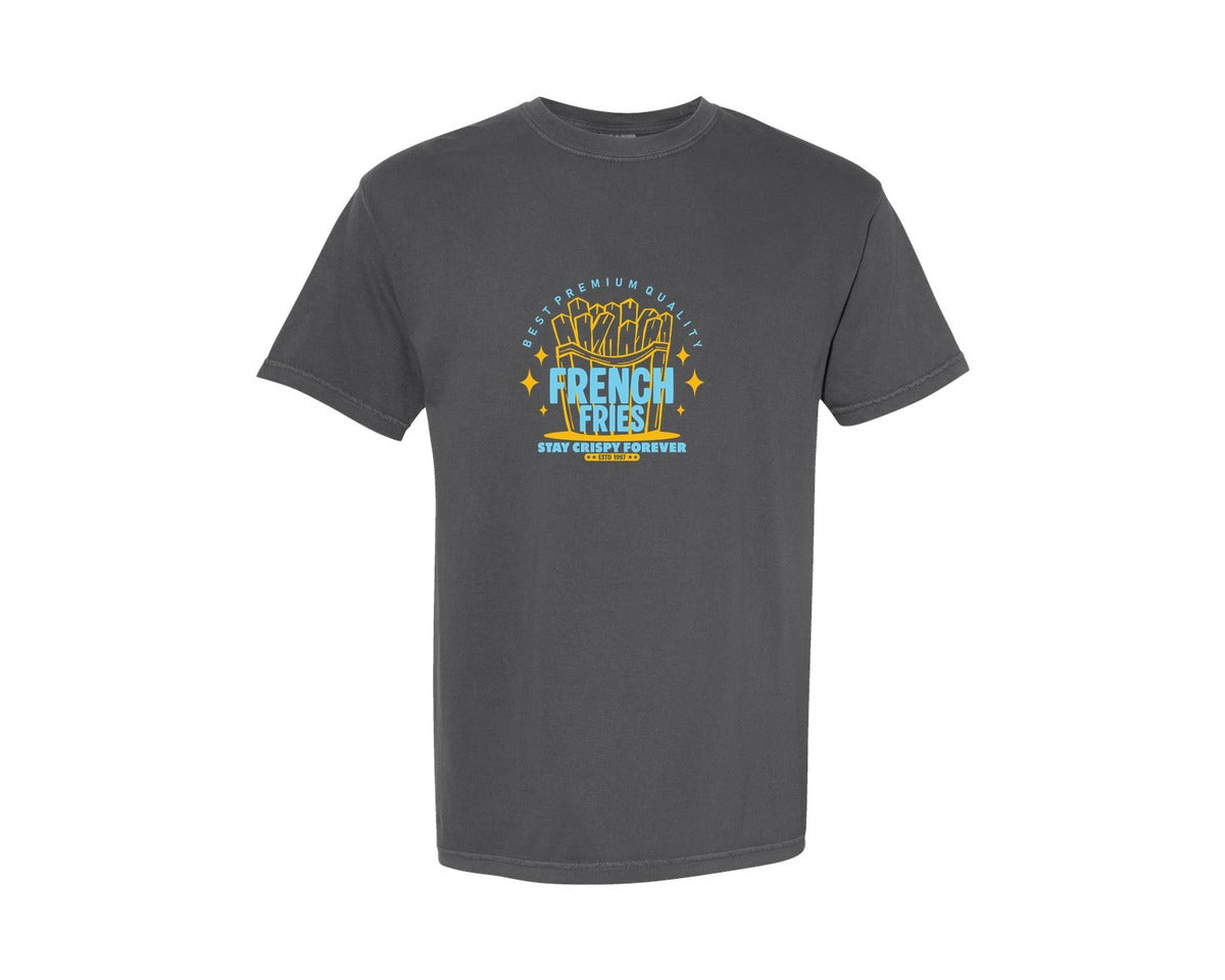 brand:Comfort Colors|color:Pepper|Vintage French Fries Urban Print Design Graphic T-Shirt