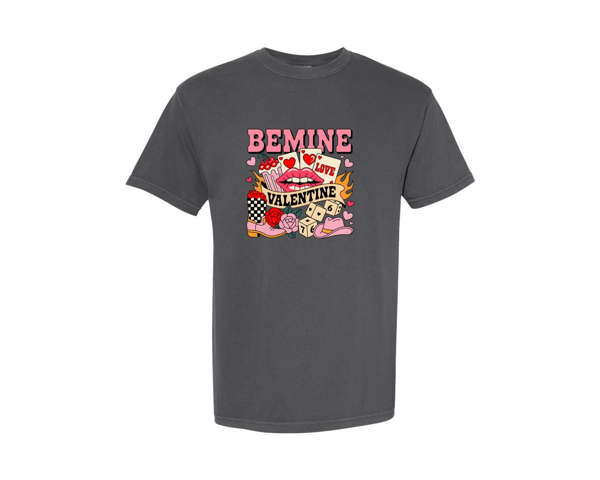 brand:Comfort Colors|color:Pepper|Be Mine Valentine Western Valentine 2 Graphic T-Shirt