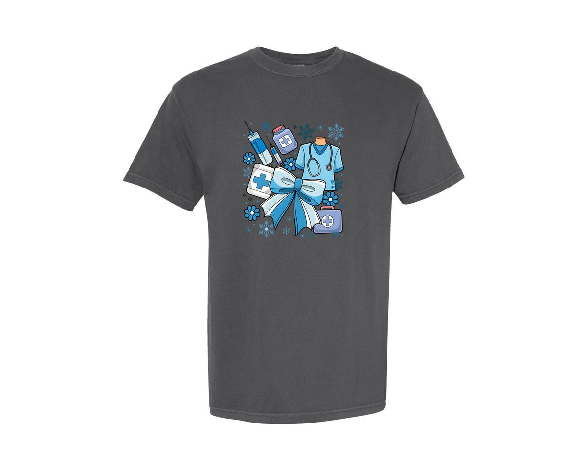 brand:Comfort Colors|color:Pepper|Winter Nurse Winter Nurse Graphic T-Shirt