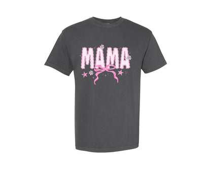 brand:Comfort Colors|color:Pepper|Preppy Mama Pink Coquette Daisy Floral Graphic T-Shirt