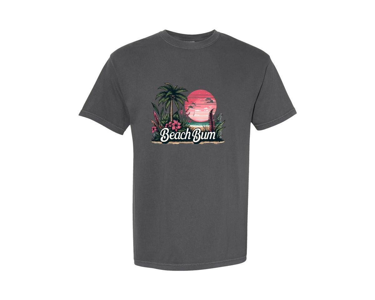 brand:Comfort Colors|color:Pepper|Retro Beach Bum Summer Graphic T-Shirt