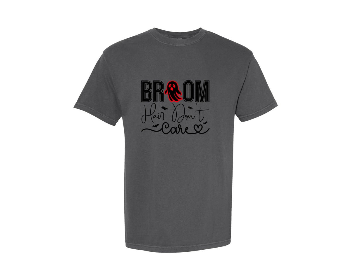 brand:Comfort Colors|color:Pepper|Broom Hair Dont Care Halloween Graphic T-Shirt