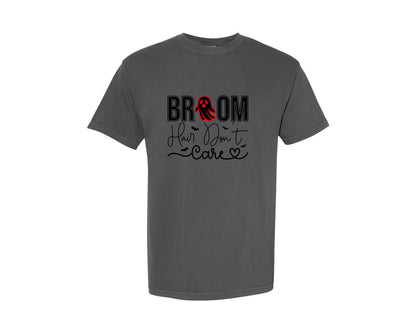 brand:Comfort Colors|color:Pepper|Broom Hair Dont Care Halloween Graphic T-Shirt