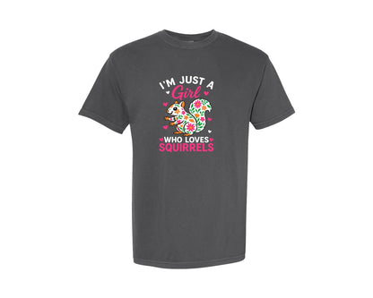 brand:Comfort Colors|color:Pepper|Im Just A Gift Squirrel T Shirt Graphic T-Shirt