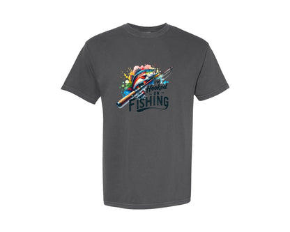 brand:Comfort Colors|color:Pepper|Im Hooked On Fishing Graphic T-Shirt