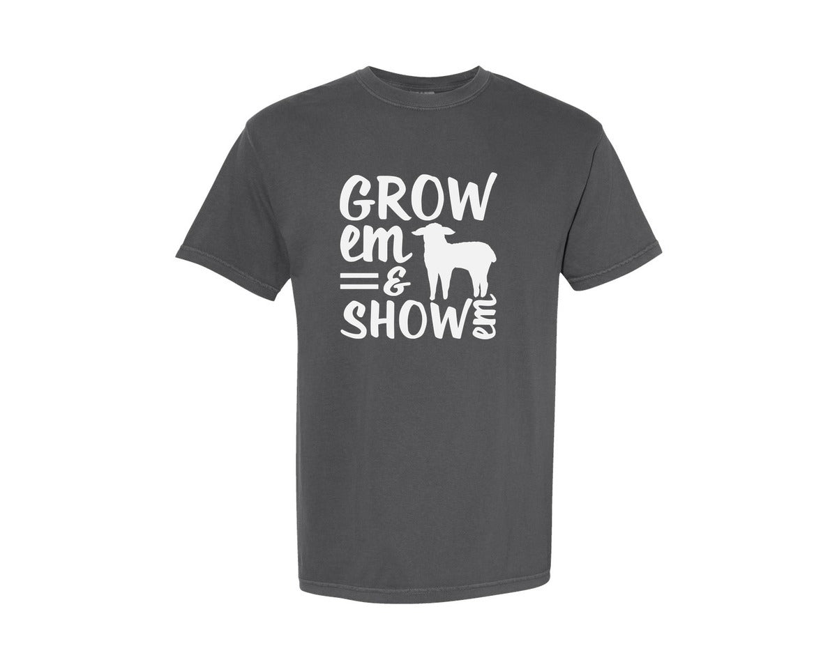brand:Comfort Colors|color:Pepper|Grow Em Show Em Livestock Animals Graphic T-Shirt