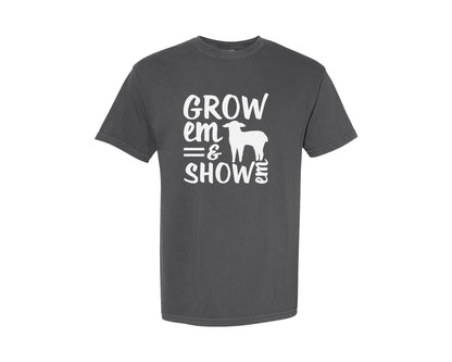 brand:Comfort Colors|color:Pepper|Grow Em Show Em Livestock Animals Graphic T-Shirt