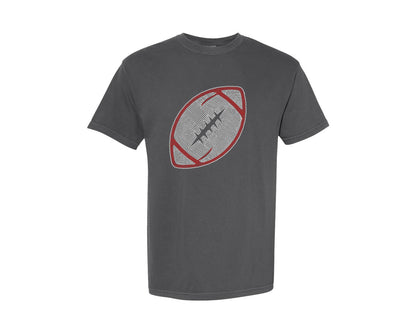 brand:Comfort Colors|color:Pepper|Football Rhinestone 5 Graphic T-Shirt