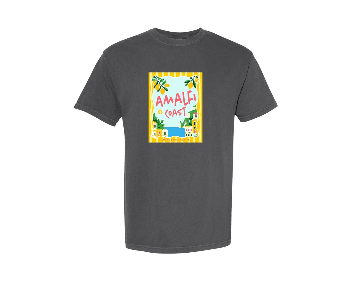 brand:Comfort Colors|color:Pepper|Summer Italy Amalfi Coast Trip Retro Graphic T-Shirt