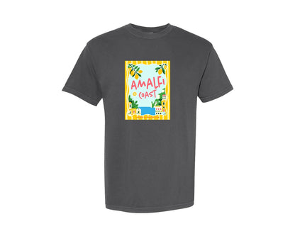 brand:Comfort Colors|color:Pepper|Summer Italy Amalfi Coast Trip Retro Graphic T-Shirt