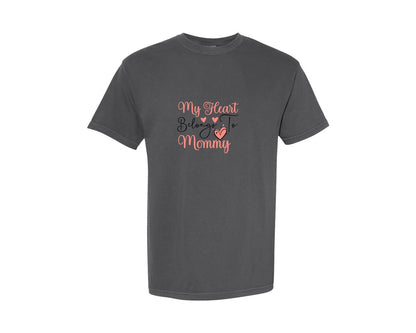brand:Comfort Colors|color:Pepper|My Heart Belongs To Mommy Design 82 Graphic T-Shirt