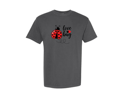 brand:Comfort Colors|color:Pepper|Love Bug Ladybug Valentine Graphic T-Shirt