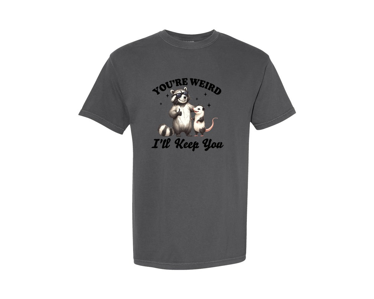 brand:Comfort Colors|color:Pepper|Sarcastic Funny Raccoon Possum Weird Graphic T-Shirt