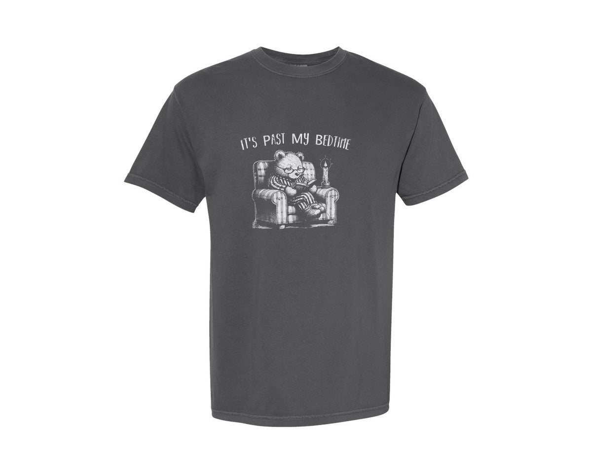 brand:Comfort Colors|color:Pepper|Its Past My Bedtime Sleepy Bear Shirt Graphic T-Shirt