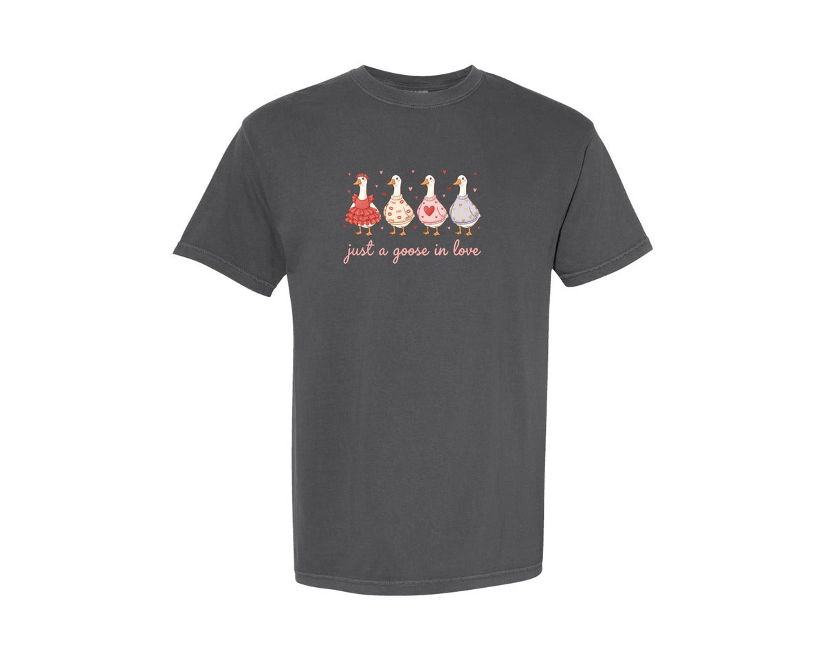 brand:Comfort Colors|color:Pepper|Cute Valentine Goose 3 Graphic T-Shirt