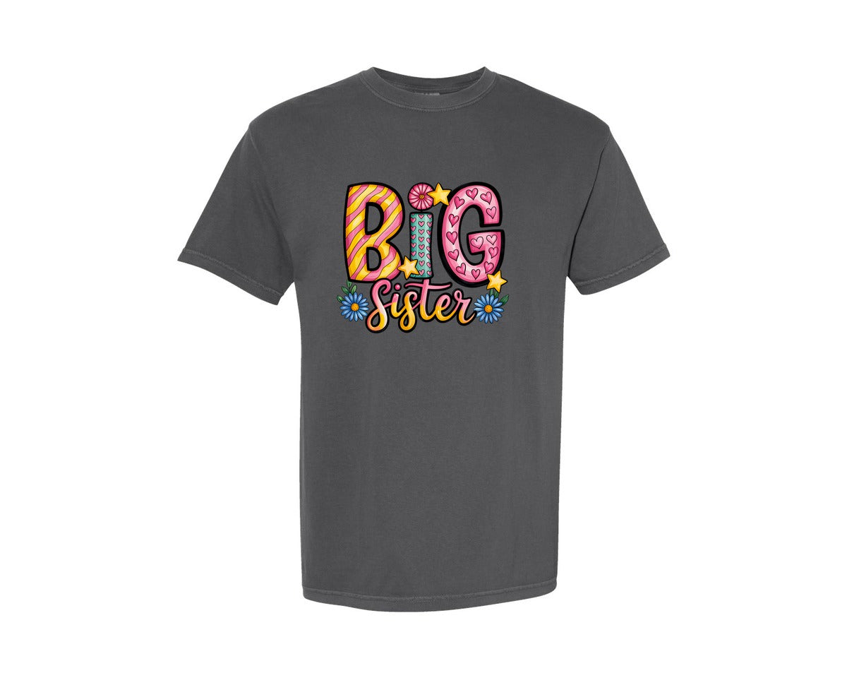 brand:Comfort Colors|color:Pepper|Big Sister Design Graphic T-Shirt