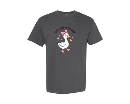 brand:Comfort Colors|color:Pepper|Silly Goose On The Loose Valentine Goose Graphic T-Shirt