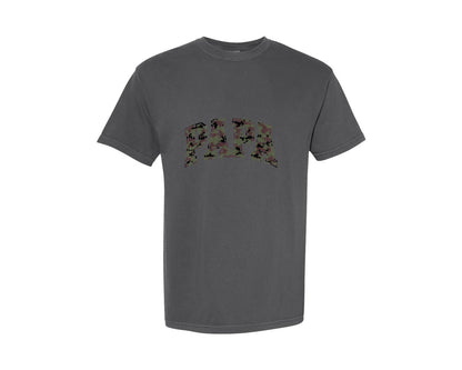 brand:Comfort Colors|color:Pepper|Camo Papa Hunting Camouflage Dad Graphic T-Shirt