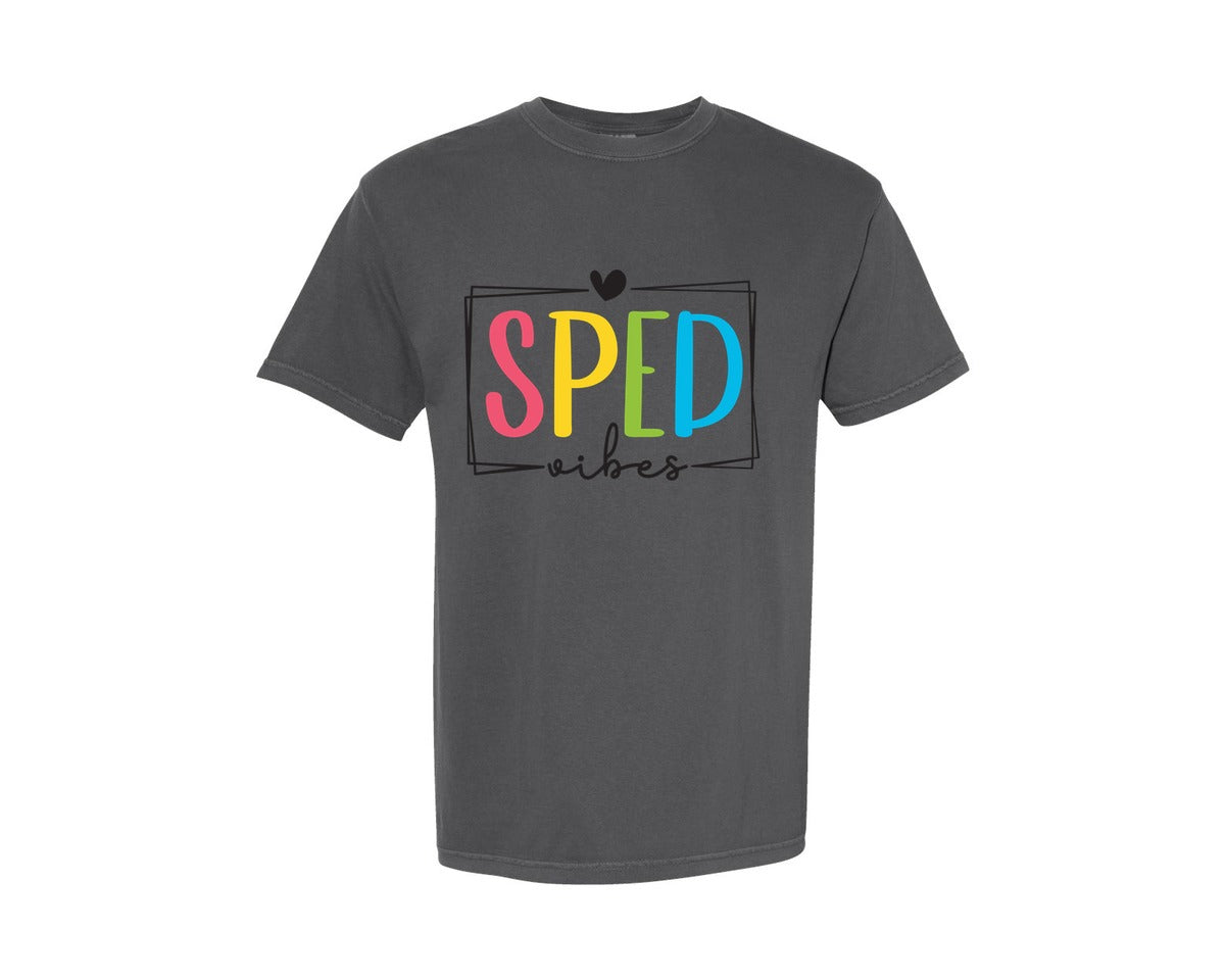 brand:Comfort Colors|color:Pepper|Special Education Teacher Sped Vibes Graphic T-Shirt