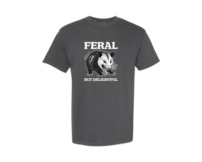 brand:Comfort Colors|color:Pepper|Feral Delightful Funny Opossum T Shirt Graphic T-Shirt
