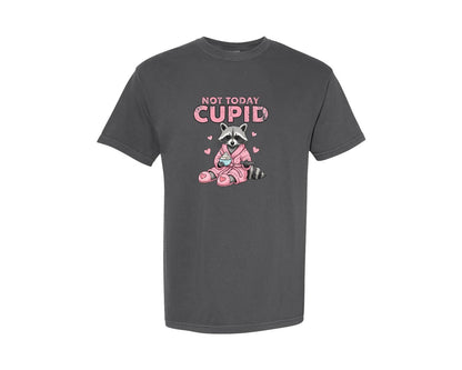 brand:Comfort Colors|color:Pepper|Not Today Cupid Raccoon Valentine 3 Graphic T-Shirt