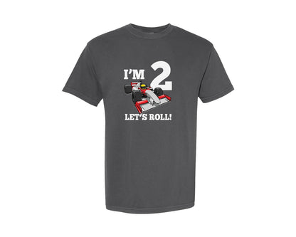 brand:Comfort Colors|color:Pepper|Kids Race Car 2Nd Birthday Racing Car 2 Graphic T-Shirt