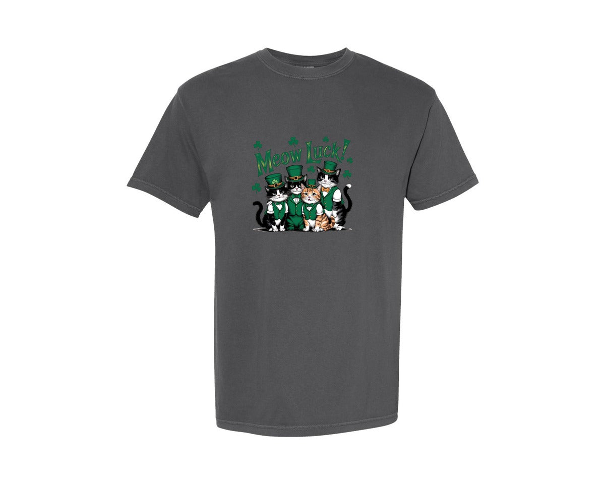 brand:Comfort Colors|color:Pepper|St Patricks Day Catsfunny St Patrick 3 Graphic T-Shirt