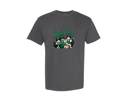 brand:Comfort Colors|color:Pepper|St Patricks Day Catsfunny St Patrick 3 Graphic T-Shirt