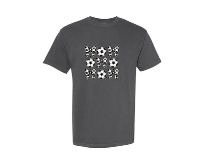 brand:Comfort Colors|color:Pepper|Soccer Bows Shirt Design Graphic T-Shirt