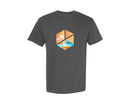 brand:Comfort Colors|color:Pepper|Summer T Shirt Design Unique Beach Art Graphic T-Shirt
