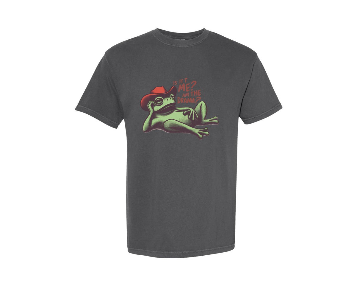 brand:Comfort Colors|color:Pepper|Drama Frog Funny Cowboy Aesthetic Graphic T-Shirt