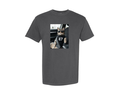brand:Comfort Colors|color:Pepper|Funny Cool Cat Wearing Six Seven Graphic T-Shirt