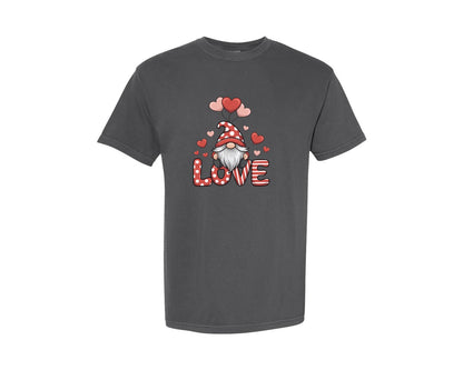 brand:Comfort Colors|color:Pepper|Love Gnome Valentines Day Gno Graphic T-Shirt
