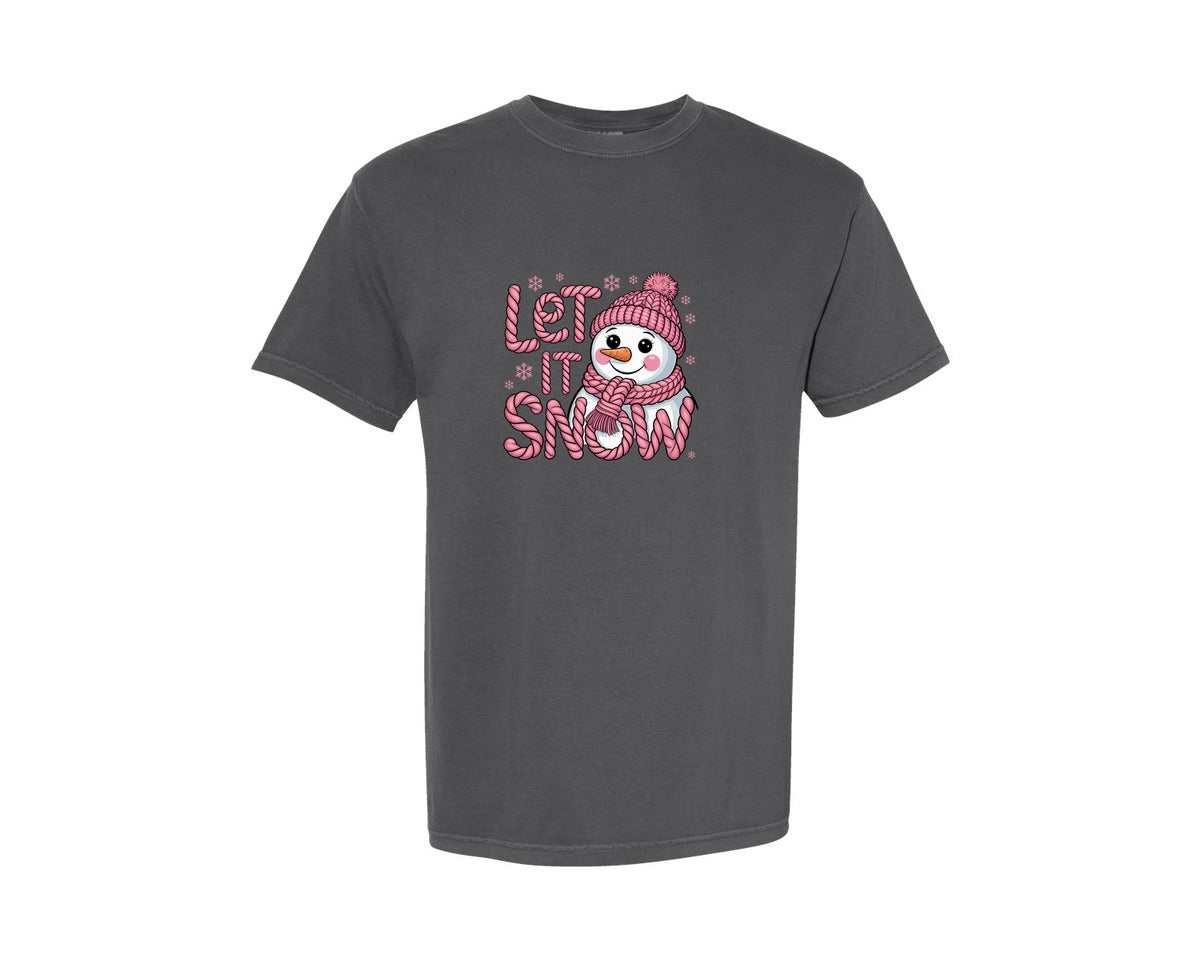 brand:Comfort Colors|color:Pepper|Faux Yarn Let It Snow 2 Graphic T-Shirt