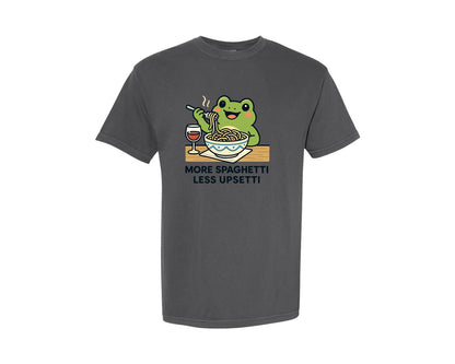 brand:Comfort Colors|color:Pepper|Spaghetti Frog More Spaghetti Less Graphic T-Shirt