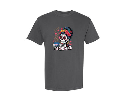 brand:Comfort Colors|color:Pepper|La Chismosa Funny Calavera Art Graphic T-Shirt