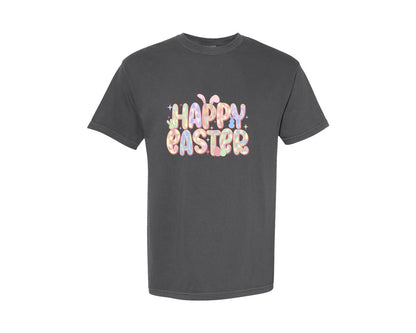 brand:Comfort Colors|color:Pepper|Happy Easter Pastel Bunny Graphic T-Shirt