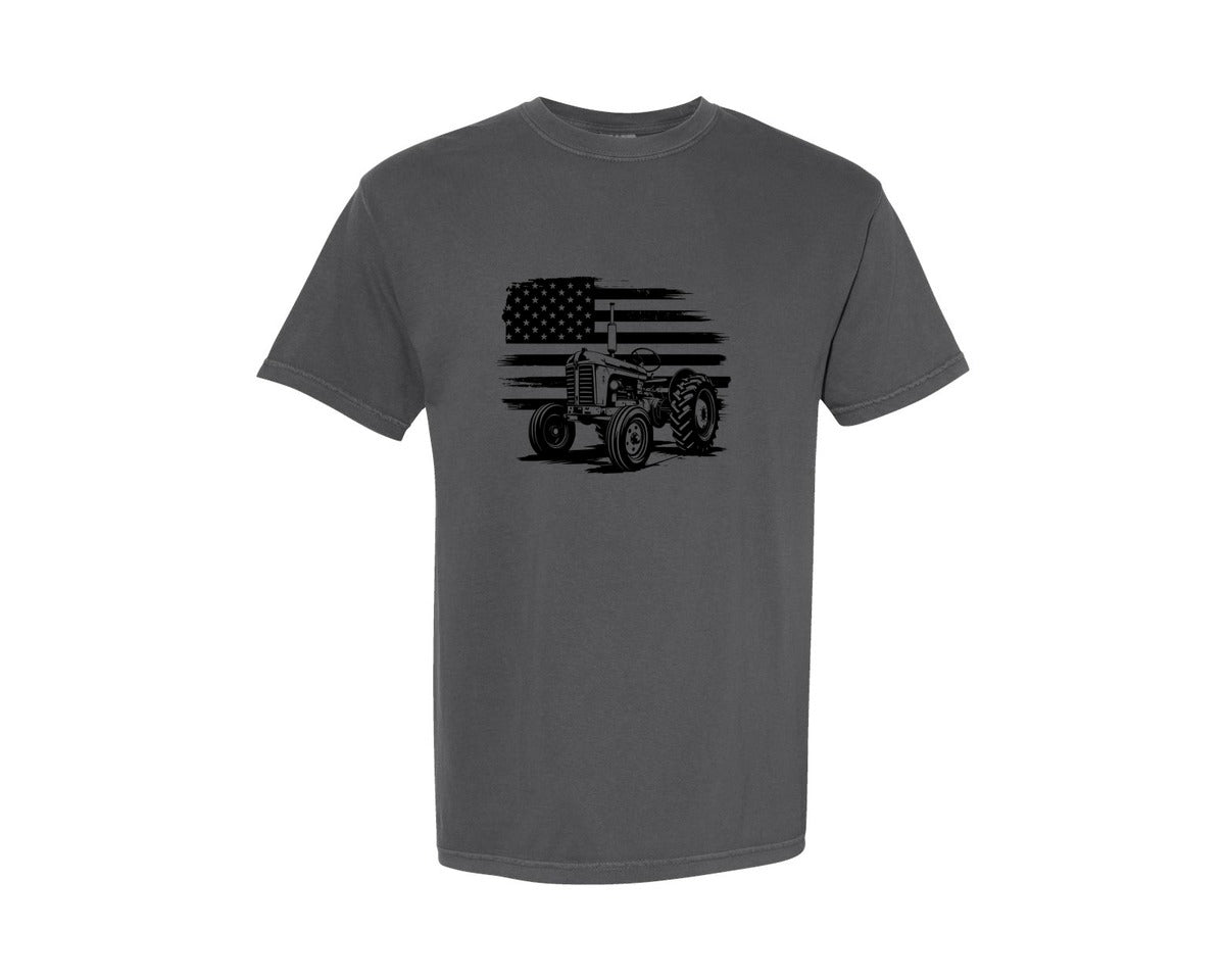 brand:Comfort Colors|color:Pepper|Tractor Flag Vector T Shirt Design Graphic T-Shirt