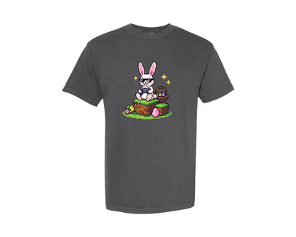 brand:Comfort Colors|color:Pepper|Pixel Gamer Bunny Easter Graphic T-Shirt