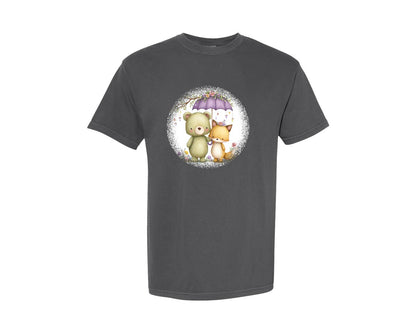 brand:Comfort Colors|color:Pepper|Couple Animals Round Tshirt 36 Graphic T-Shirt